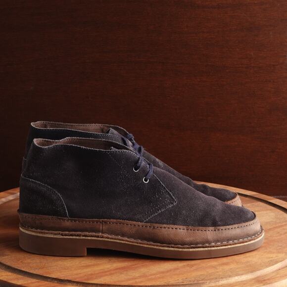 Clarks Boots Mens Size 11 M Blue Brown Bushacre Rand Suede Chukka Ankle Casual - Picture 1 of 12